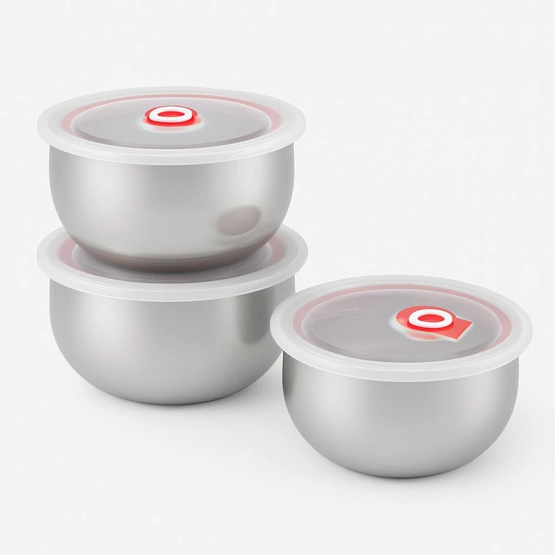 ظرف نگهدارنده مدل استیل درب دار کد HR20 مجموعه 3 عددی