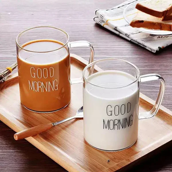 ماگ مدل شیشه ای طرح good morning - تصویر 2