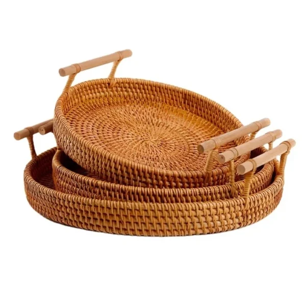 سینی مدل حصیری بسته 3 عددی